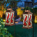 Fussion Solar Lanterns Outdoor Waterproof Garden Decor Birthday Gifts for Women Mom Grandma Sister, Hanging LED Plastic Solar Lights Outside Gardening Decorations for Yard Patio - Cardinal - 2 Pack by Fussion
