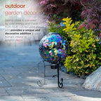 Alpine Corporation GRS122A-SLR Indoor/Outdoor Glass Solar Powered Mosaic Gazing Globe Yard Decoration, 10", Purple - Image 4