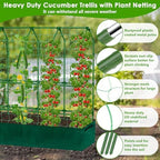 Large Cucumber Trellis for Climbing Plants with Grow Bag, 67"×65"×16.5" Metal Garden Trellis for Raised Bed with Garden Netting and Plant Clip Plant Ties for Vegetables, Squash, Pea, Grape, Tomato - Image 6