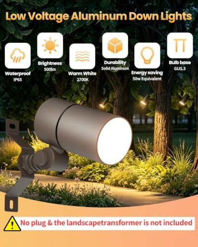 Cheopha 12V Landscape Down Light with 5W MR16 LED Bulb Warm White 2-Pack - Image 2