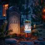 Poceacles Christmas Solar Lights Outdoor Solar Powered Cemetery Stake Lights Grave Lamp Landscape Lighting Waterproof Grave Flameless Candles, Santa Claus Reindeer Blue, Pack of 4 - Image 2