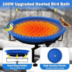 Daoeny Heated Bird Baths for Outdoors, Upgraded 100W Thermostatically Controlled Heated Bird Bath for Deck Railing, Heated Bird Bath for Outside Winter Garden Yard Patio Decor (Blue) - Image 2