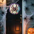 Halloween Spider Stained Glass Window Hanging Decor Gifts for Women 9.8" - Image 5