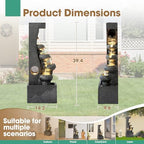 40"H Water Fountains Outdoor, Cascading Rock Fountain and Waterfalls - Image 3