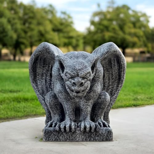 OLOMA Guardian Gargoyle Concrete Garden Statue Handmade Gothic Beast Sculpture Outdoor Yard Decor Mythical Creature Ornament Patio Lawn Porch Halloween Gothic Accent Fantasy Lover Gift by OLOMA