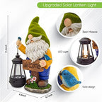 Olekki Christmas Garden Gnomes Outdoor - Flocked Gnome Statue Holding Lantern with Solar LED Lights | Gnomes Garden Decorations for Patio, Yard, Lawn Ornaments - Gnome Gifts - Image 4