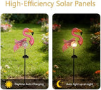 Pink Flamingo Lawn Light Garden Decor Solar Lights, for Yard Outdoor Decorations Ground Inserted Outdoor Waterproof Garden Lamp with Crackle Glass Ball LED (Warm White) - Image 2
