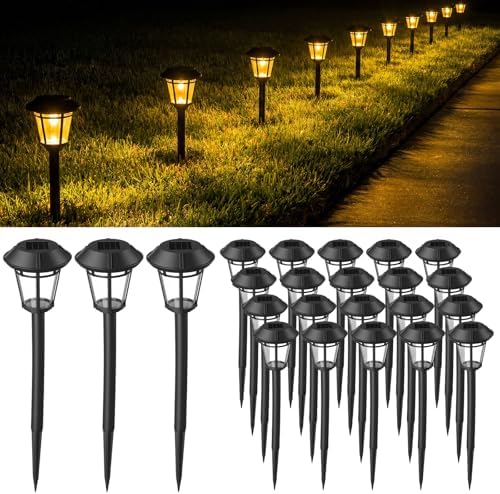 Tuanse 20 Pack Solar Pathway Lights Outdoor - Waterproof LED Bulk Solar Landscape Walkway Lights for Yard Garden Patio Lawn Decoration (Warm Light) by Tuanse