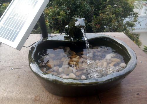 ASC Solar Powered Ceramic Green Frog Water Fountain Kit Garden Patio Bird Daytime Running Version - Image 4