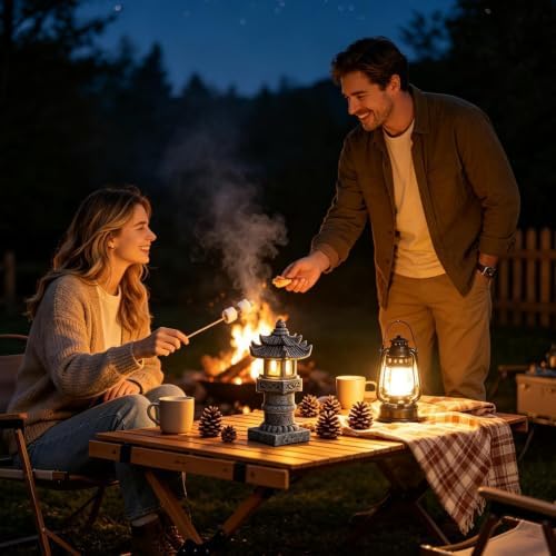 Japanese Zen Resin Pagoda Lantern - Solar-Powered Waterproof Garden Sculptu - Image 2