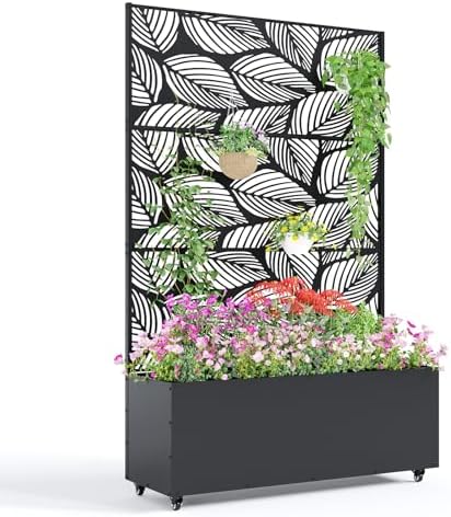 Garvee Metal Raised Garden Bed with Trellis and Wheels, 71"x47"x16" by Garvee