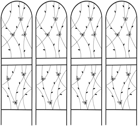 4 Pack Metal Garden Trellis 71" Tall Outdoor Climbing Plant Support for Roses, Flowers, Rustproof Durable Black Galvanized Tube, Lawn Garden Fence Decor Screen (4pcs, 71" H) by Sybrioka