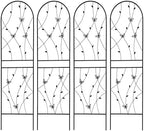 4 Pack Metal Garden Trellis 71" Tall Outdoor Climbing Plant Support for Roses, Flowers, Rustproof Durable Black Galvanized Tube, Lawn Garden Fence Decor Screen (4pcs, 71" H) by Sybrioka