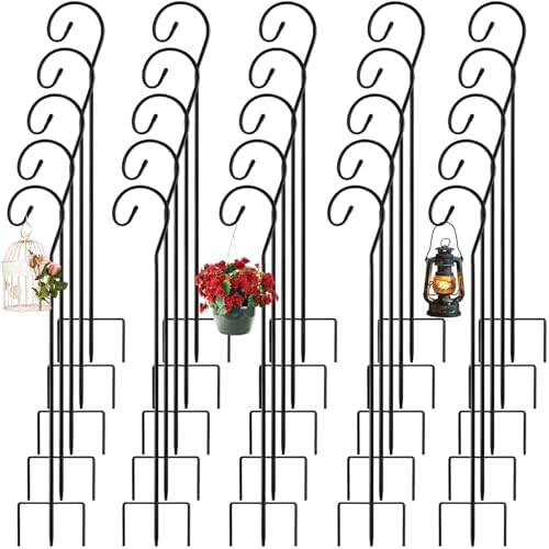 Therwen 24 Pcs 32 Inch Outdoor Shepherds Hooks Bulk for Garden Decor by Therwen