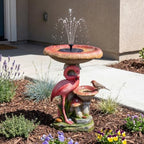2-in-1 Solar Bird Bath and Wild Bird Feeder, Freestanding Flamingo Garden Statues Outdoor Decor, Solar Water Fountain with Shallow Basin for Small Birds Backyard Patio Ornament, 22.2" H by Unknown