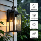 Black Outdoor Wall Lantern 2 Pack, 14 Inch Outdoor Porch Lights Wall Mount, Waterproof Exterior Wall Lamp Fixture, Outside Decorative Sconce Wall Lighting for Porch, House, Garage - Image 3