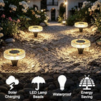 Solar Mosaic Disk Lights Outdoor, Waterproof Mosaic Glass Decorative Solar Garden Lights Auto On/Off, Decorative LED Pathway Lamp for Garden Walkway Patio Yard (Yellow) - Image 2