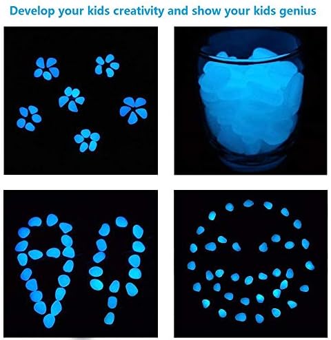 4.8Lbs 1100pcs Glow in The Dark Stones Garden Pebbles Rocks Indoor Outdoor Decor Luminous Stone for Walkways Driveway Yard Grass (White in Daytime, Blue in Night) - Image 3