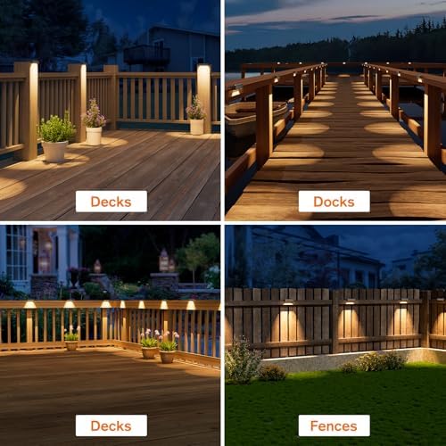NIORSUN Solar Deck Lights Outdoor 8 Pack, IP65 Waterproof Large Size LED Stair Lights with Lenses, Auto ON Off Warm White Step Lights for Outside, Deck, Patio, Fence, Yard, Pathway and Railing Decor - Image 2