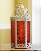 Vela Lanterns Decorative Indoor Candle Holder Table Centerpieces - Moroccan Hanging Outdoor Patio & Porch Home Decor, Turkish Lamp for Wedding, Ramadan (Large 12", White Red) - Image 4
