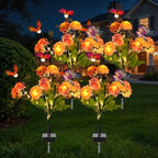 4 Pack Solar Garden Lights Outdoor, 8 Lighting Modes Warm White LED Powered Swaying Butterfly, Waterproof Hydrangea Flowers Landscape Light for Outside Yard, Patio, Pathway Decorative, Décor, Gifts by TANSOREN