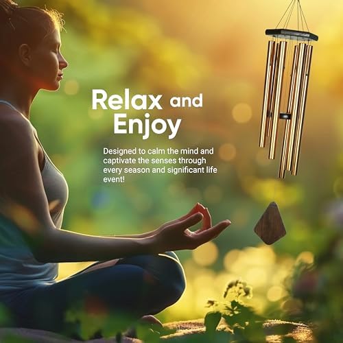 Nature’s Melody Premiere Grande Tunes Wind Chimes – Outdoor Windchime with 6 Tubes Tuned to E Pentatonic Scale, Rustproof Aluminum, Beech Wood & S Hook Hanger for Sympathy, Memorial Gift or Zen Garden - Image 3