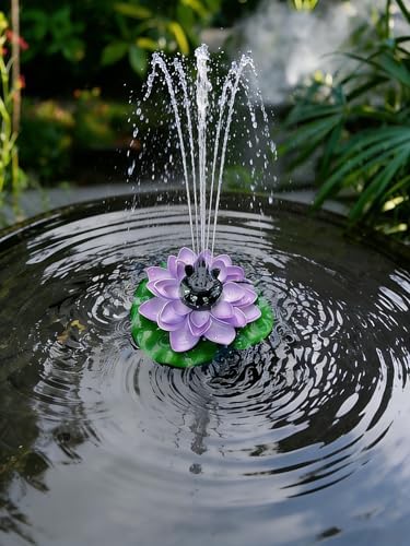 Solar Fountain Pump with 4400mA Battery Backup,Pond Pumps,Solar Bird Bath, Lily Pads for Ponds,8.5W Solar Panel,Pond Plants，Water Garden (White) - Image 3