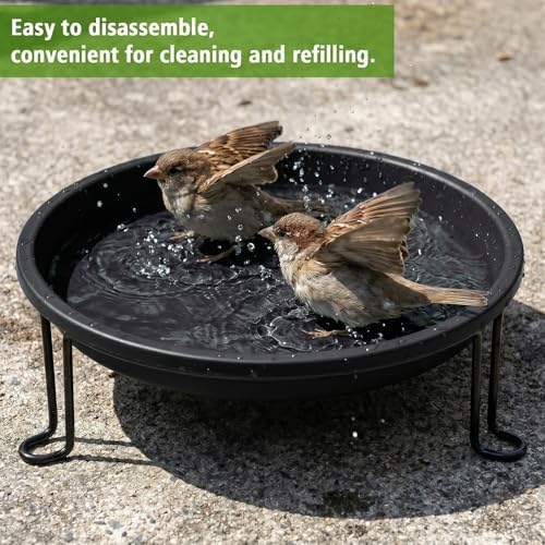 14.37'' Ground Bird Bath for Outside Large Bird Bath, Black - Image 5