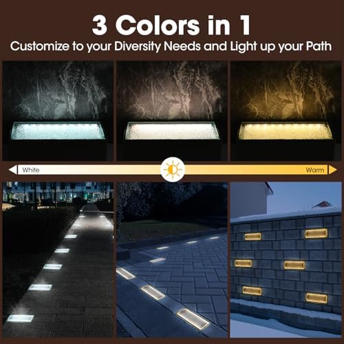 Drart Solar Paver Lights 4x8 Inch, IP67 Waterproof Recessed Brick Pathway Lighting Outdoor for Driveway, Walkways, Patio, Garden, Pavers, Yard (2700K/4500K/6000K, 2 Pack) - Image 7