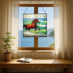 Dark Bay Thoroughbred Horse galloping along wind-cut shore Square Suncatcher – Stained Glass Style Window Panel with Pastoral Scene, Custom Decorative Hanging Art for Equestrian Home, Christmas EXx6QH - Image 6