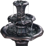 Teamson Home Lily Flower Floor Pedestal 3 Tiered Floor Waterfall Fountain with Pump for Outdoor Patio Garden Backyard Decking, 38 Inch Height, Dark Gray - Image 7