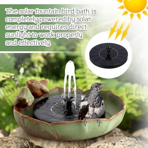 SiliFine Solar Fountain Ceramic Bird Bath for Outdoors Patio Yard Lawn - Image 4