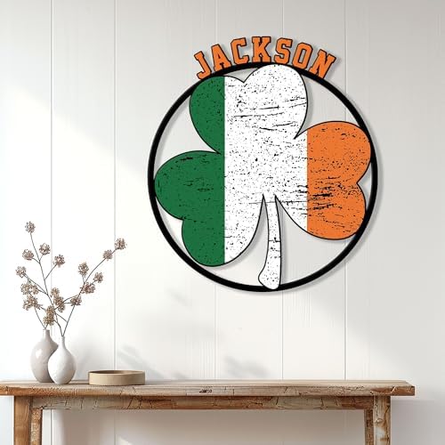 Personalized Irish Metal Sign, Ireland Celtic Shamrock Hanging Sign Welcome Outdoor Porch, Custom Name Wall Fence Patio Yard Home Office Decor, Birthday, St. Patrick’s Day Gifts - Image 3