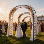 Black Heavy Duty Metal Garden Arch Trellis 90.5" W x 94.5" H for Climbing Plants, Decorative Archway Wedding Arch Frame for Patio, Backyard, Patio, Lawn, Pathway - Image 6