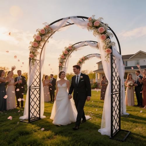 Black Heavy Duty Metal Garden Arch Trellis 90.5" W x 94.5" H for Climbing Plants, Decorative Archway Wedding Arch Frame for Patio, Backyard, Patio, Lawn, Pathway - Image 6