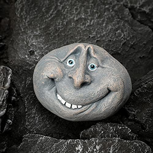 outdoor statues for Garden, front porch Garden Ornaments Outdoor Funny Rock Face Stone Smiley Statue Stone Creative Garden Statue Perfect Ornament For Indoor Outdoor Garden Porch Patio ( Color : #5 ) - Image 3