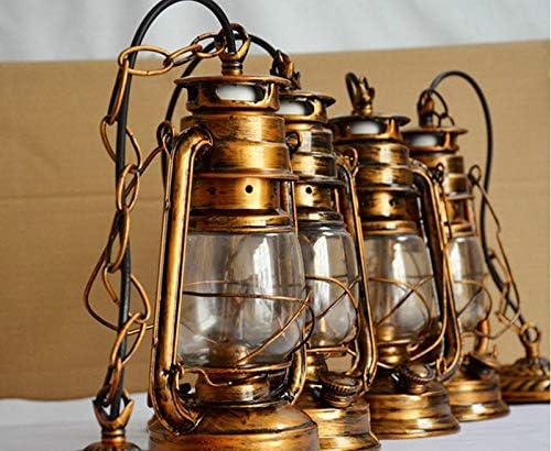 Hanging Swag Lamp no Wiring Needed, Portable Bronze Kerosene Lamp Pendant Light with 20ft Plug-in UL Dimmable Black Cord,Vintage Style Ceiling Pendant Light for Cafe Shop - Image 3