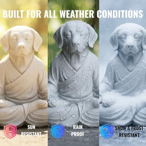 OLOMA Heavy Concrete Meditating Dog Garden Sculpture Solid Stone Statue Durable Outdoor Indoor Lawn Patio Landscape Accent Statement Piece - Image 4