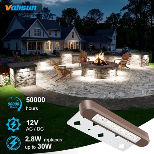 VOLISUN 7 Inch Retaining Wall Lights, 5000K Hardscape Lighting, 12 Pack - Image 3