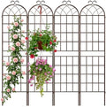 LZRS 82.7 x 80in Rustic Iron Arch Decoration Garden Trellis with Brown Metal Coating – Perfect for Supporting Climbing Plants Outdoor, Roses, Vines, Flowers, and Vegetables. by LZRSPET
