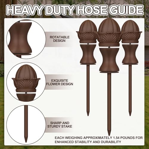 Tandefio 3 Pcs Garden Hose Guide Stake 12 Inch Heavy Duty Resin Hose, Brown - Image 3