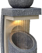 LuxenHome Water Fountain Outdoor, 32 Inch Resin Cascading Water Fountains Indoor with LED Lights, Modern Garden Decor, Small Waterfall Fountain, Outdoor Fountains and Waterfalls Garden Decor - Image 6