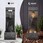 Redlife 39" Outdoor Waterfall Fountain, Modern Wall Water Feature with LED Lights, Resin Floor Standing Fountain with Adjustable Pump, Tall Patio Garden Backyard Decor - Image 4