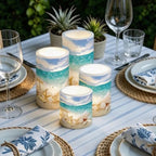 Beach Starfish Seashell Flameless Light Candles Battery Powered with Timer Remote Color Chaging Pillar Candle with Warm Yellow Color Changing Light Pack of 4 - Image 5