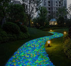 glow in the dark garden pebbles, night guide pebbles & luminous glow stones, 200PCS Colorful Waterproof Outdoor glowing garden stones, Solar Powered stepping stone kit for Garden Pathway Lawn Aquarium - Image 7
