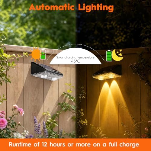 Solar Fence Lights Outdoor, 6 Pack 9-Color LED Lights with Auto-Cycle, 12H - Image 3