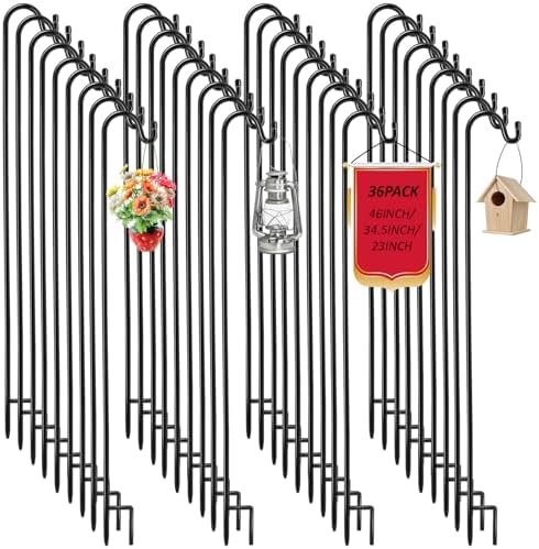 36 Pack 46 Inch Shepherds Hooks Outdoor Metal Garden Hook for Hanging Plant by Hicarer