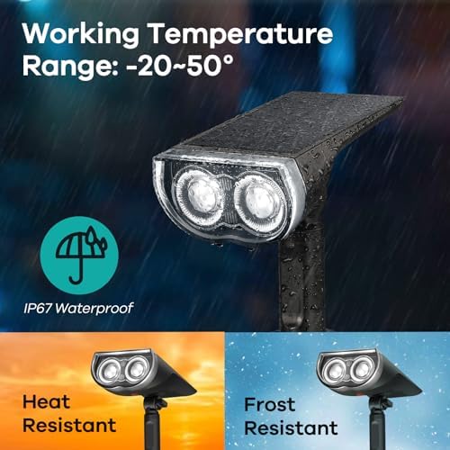 Consciot Solar Spotlights Outdoor, Daylight IP67 Waterproof 2-in-1 Solar Spot Lights, Durable Christmas Decorations Lights for Garden Yard Pathway Driveway Porch Walkway, Auto On/Off, 6 Pack - Image 3