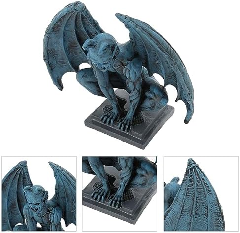 SUNGOOYUE Gargoyle Statue Resin Gothic Sculpture Ornament 7.4 X 7.3 X 3.9in Blue Medieval Sitting Figurine for Halloween Outdoor Decor Patio Yard Lawn Home Office - Image 5