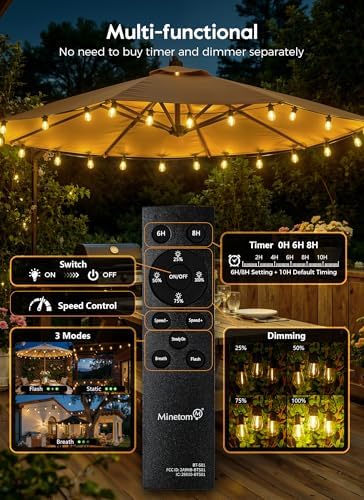 Minetom 202FT Solar String Lights Outdoor Waterproof, S14 Patio Lights - Image 4